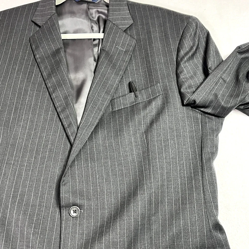 Brooks Brothers 1818 Madison Blazer Mens 44L/W39 Gray Striped Suit Jacket Wool